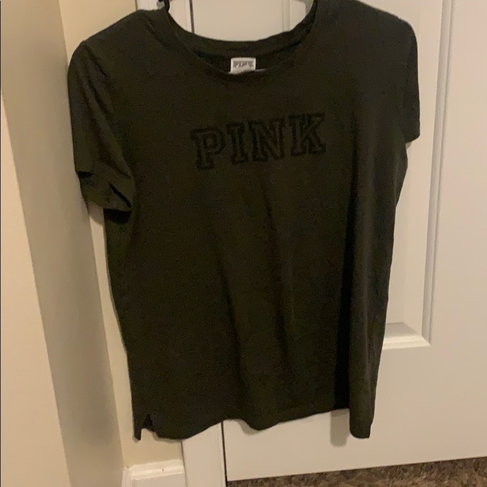 army green t shirt by pink